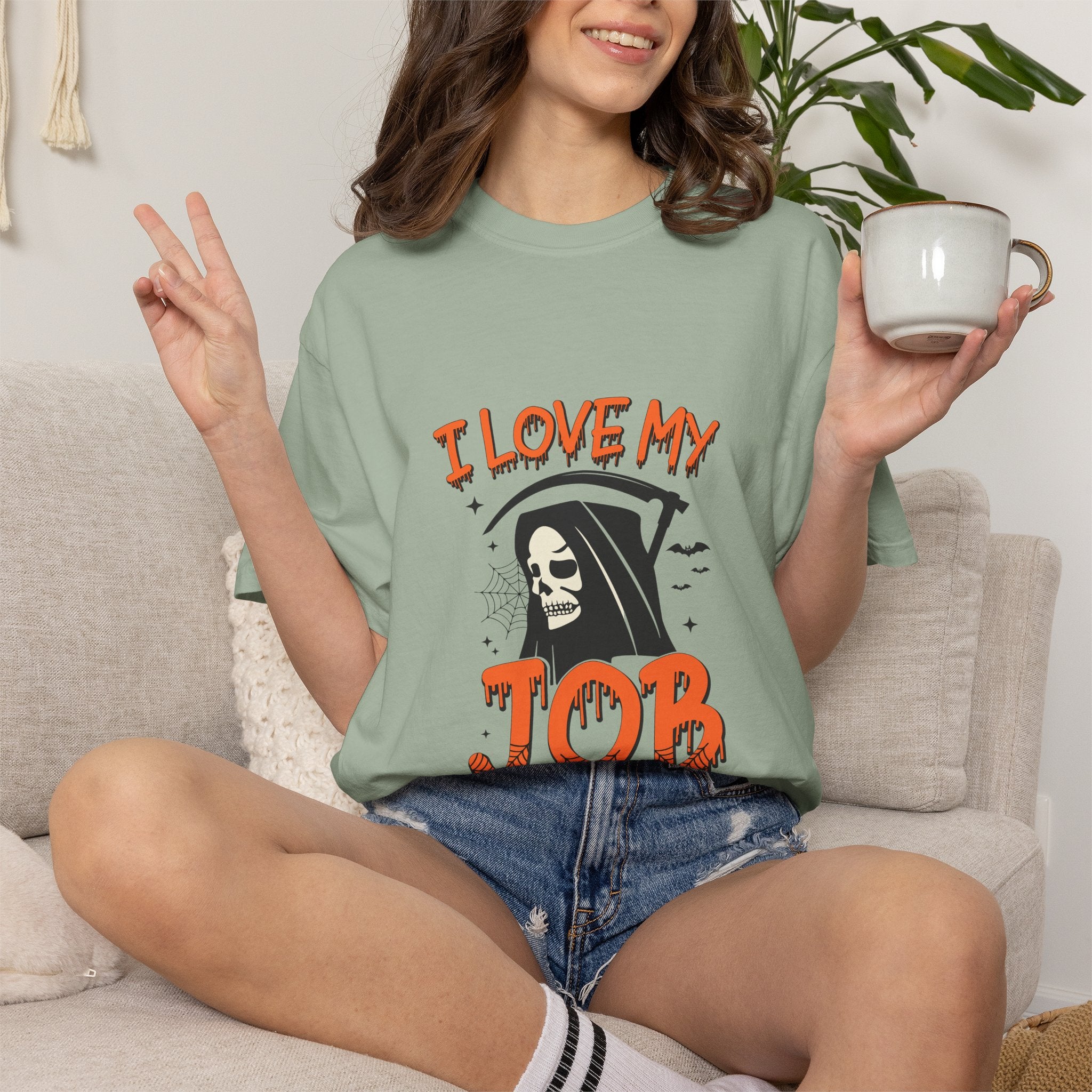 💀 I Love My Job Grim Reaper Tee | Funny Halloween Work Shirt
