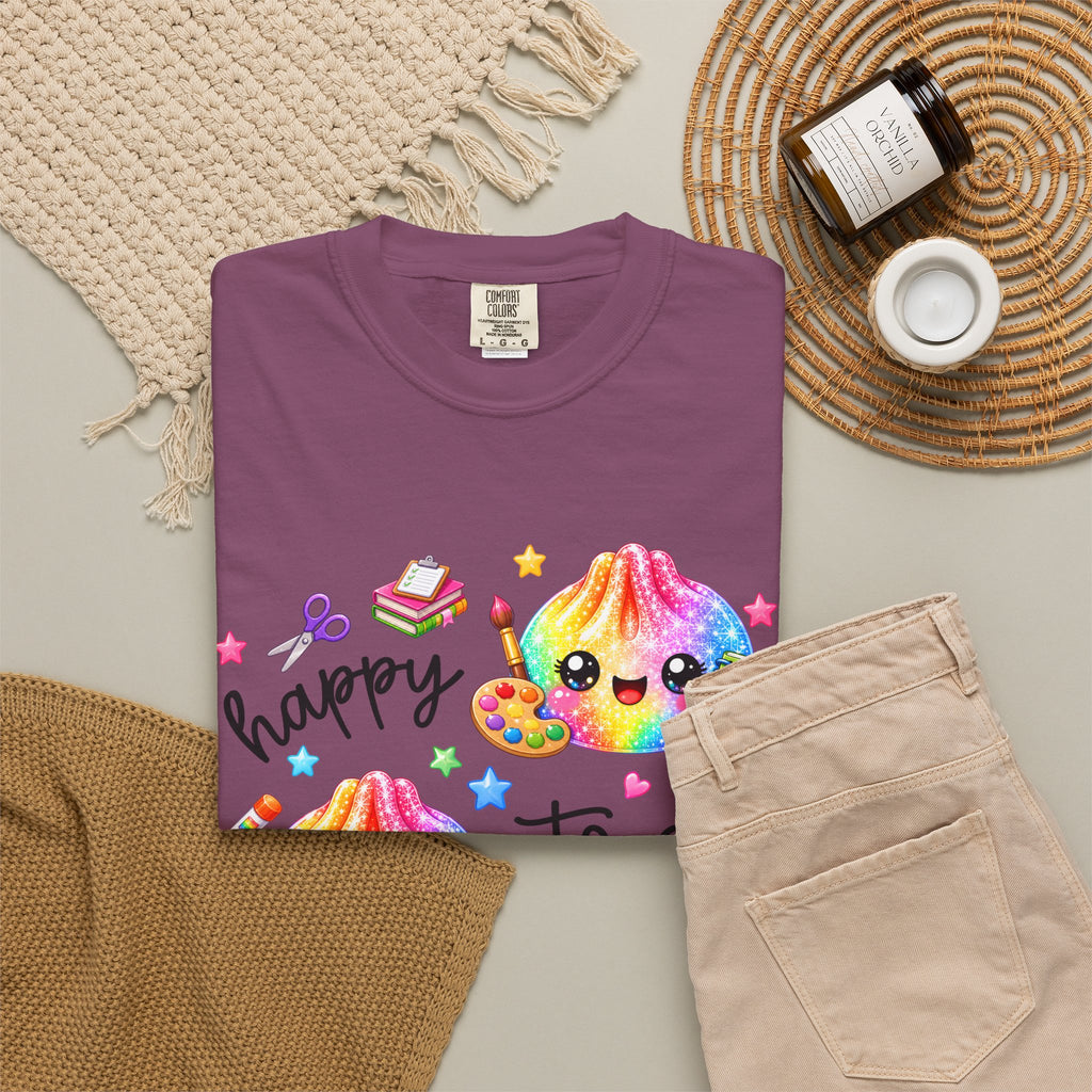 Happy To See Your Face Rainbow Kawaii T-Shirt — Cute School Supplies Graphic Tee