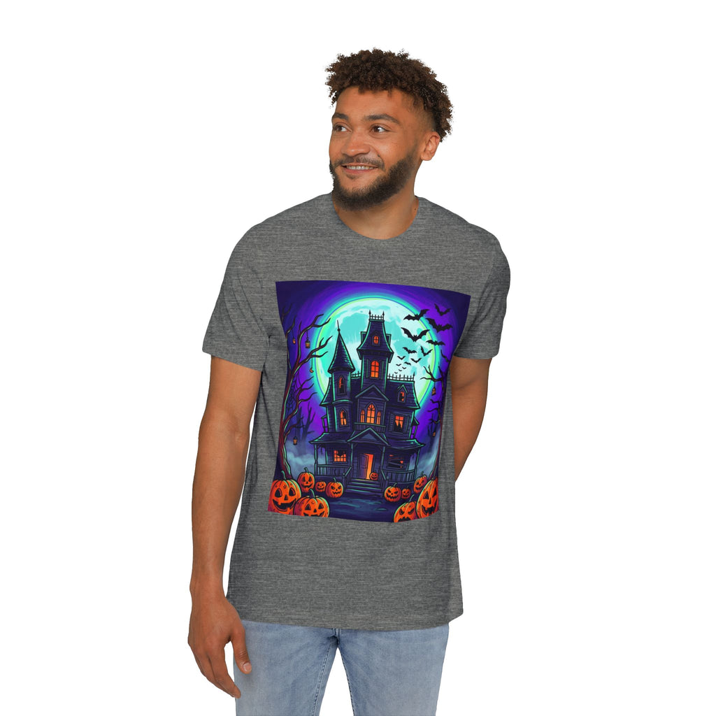 Haunted House Halloween T-Shirt — Spooky Pumpkins & Bats Graphic