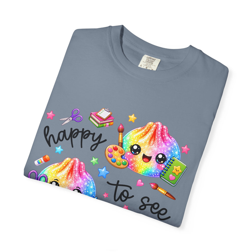Happy To See Your Face Rainbow Kawaii T-Shirt — Cute School Supplies Graphic Tee
