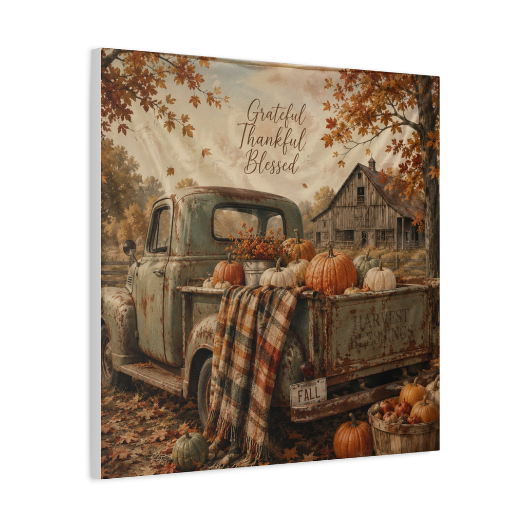 Grateful Thankful Blessed Fall Canvas