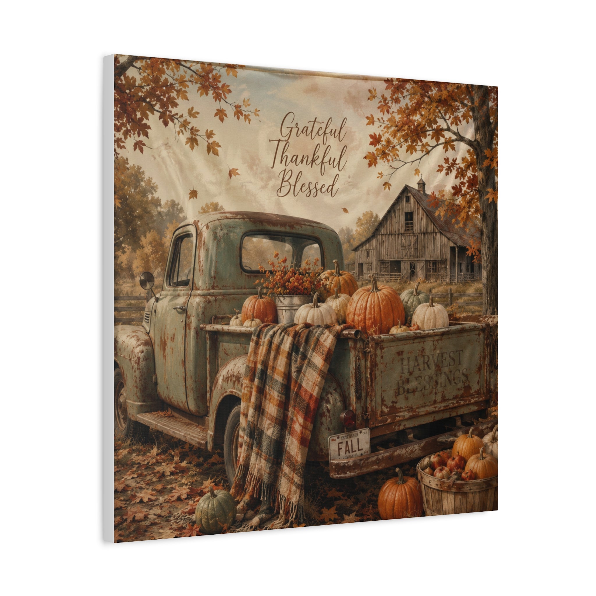Grateful Thankful Blessed Fall Canvas