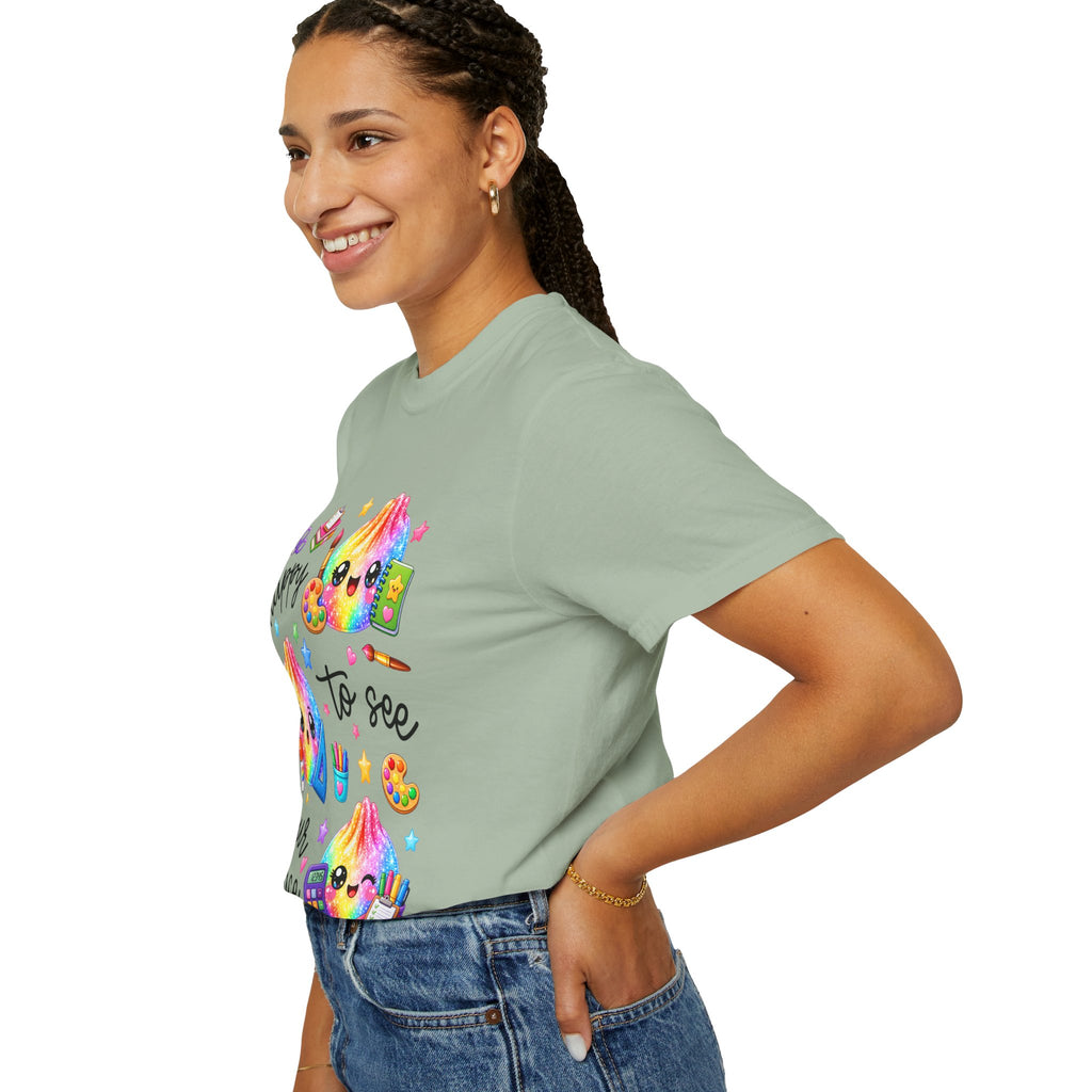 Happy To See Your Face Rainbow Kawaii T-Shirt — Cute School Supplies Graphic Tee