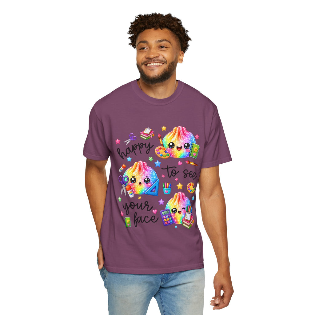 Happy To See Your Face Rainbow Kawaii T-Shirt — Cute School Supplies Graphic Tee