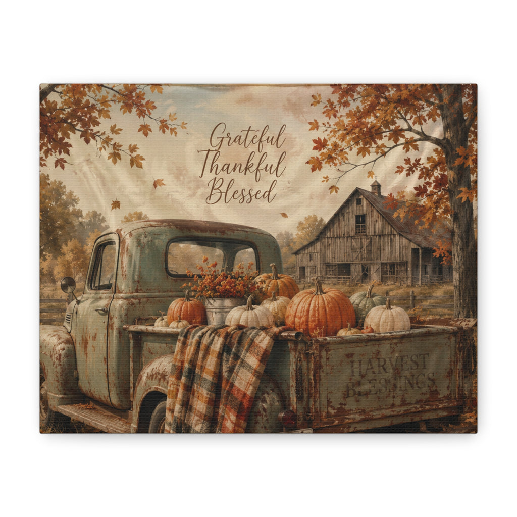 Grateful Thankful Blessed Fall Canvas