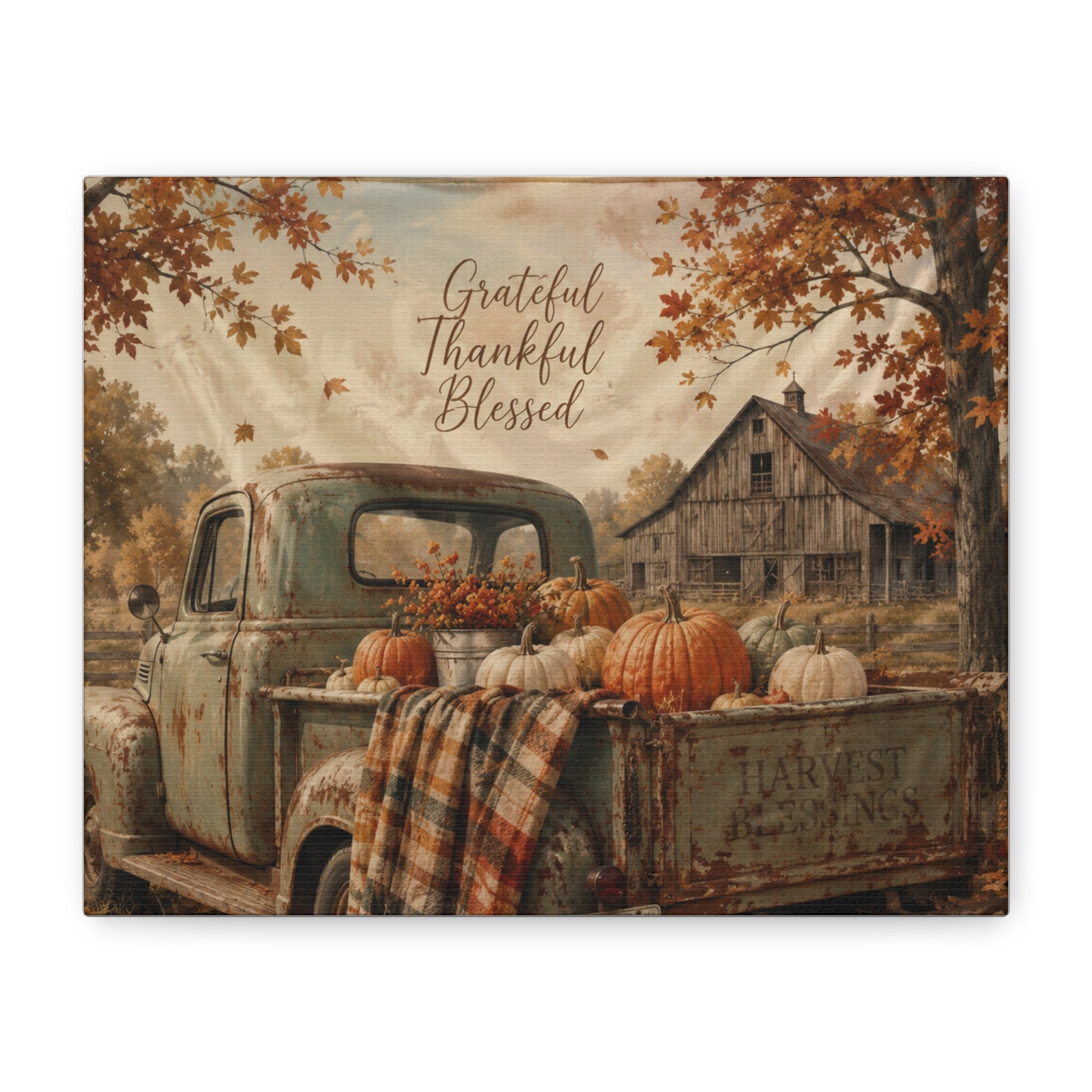 Grateful Thankful Blessed Fall Canvas