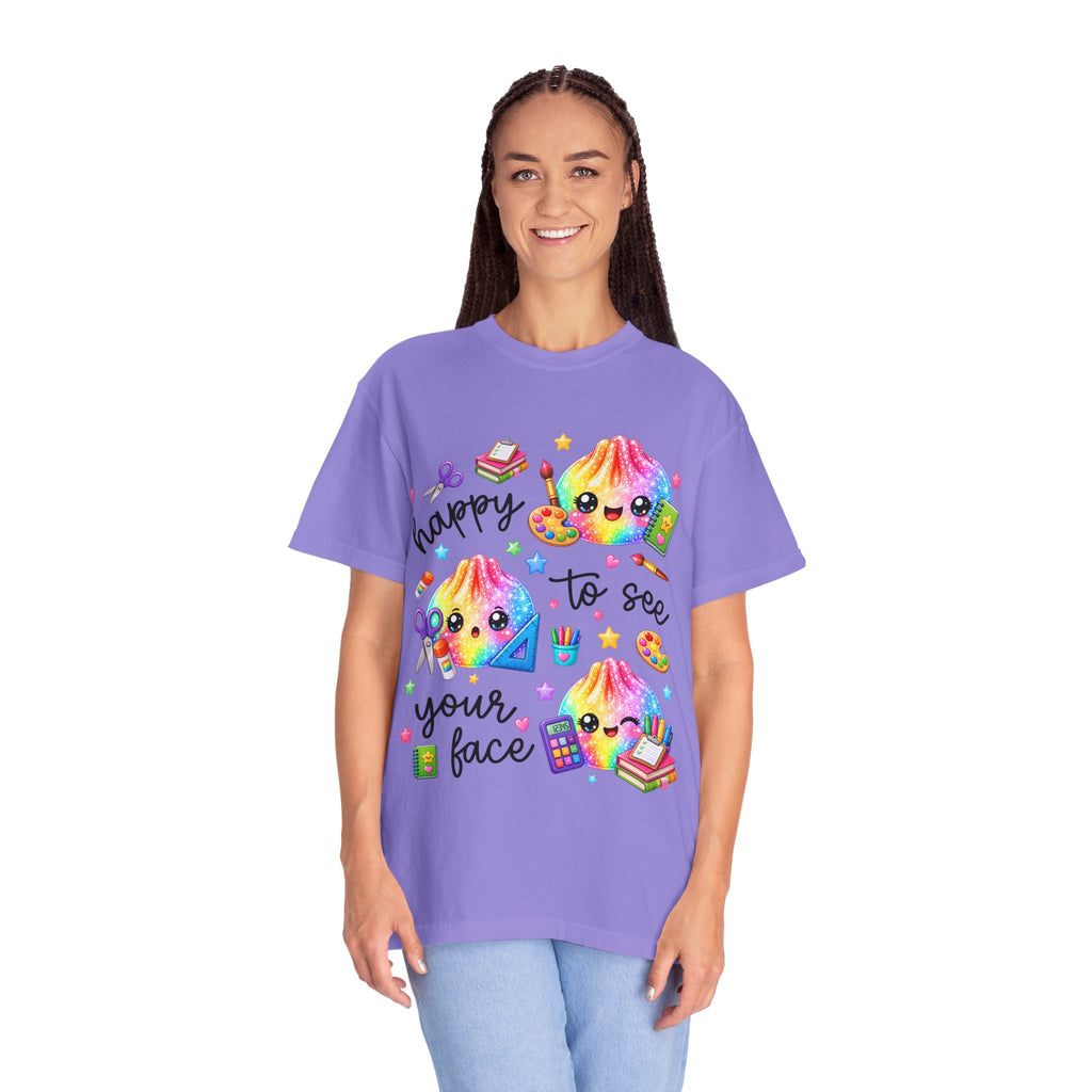 Happy To See Your Face Rainbow Kawaii T-Shirt — Cute School Supplies Graphic Tee