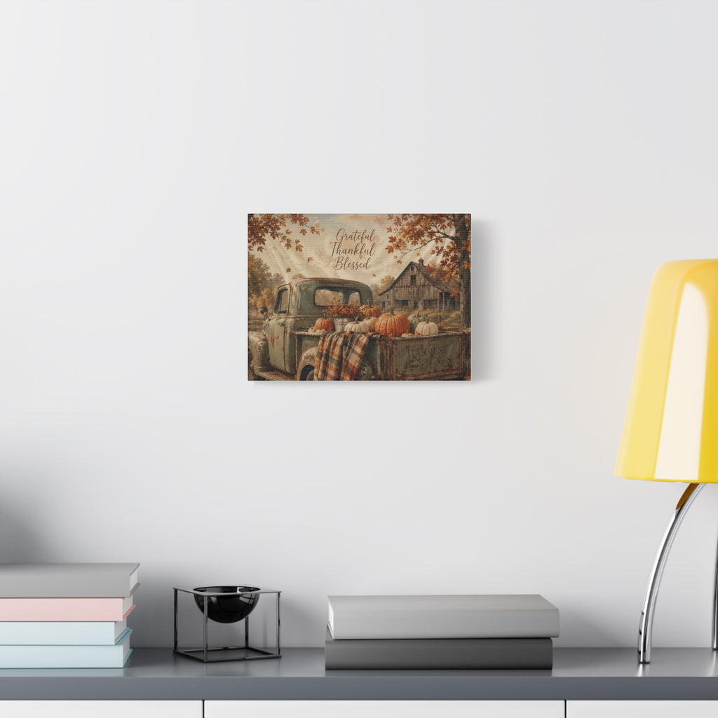 Grateful Thankful Blessed Fall Canvas