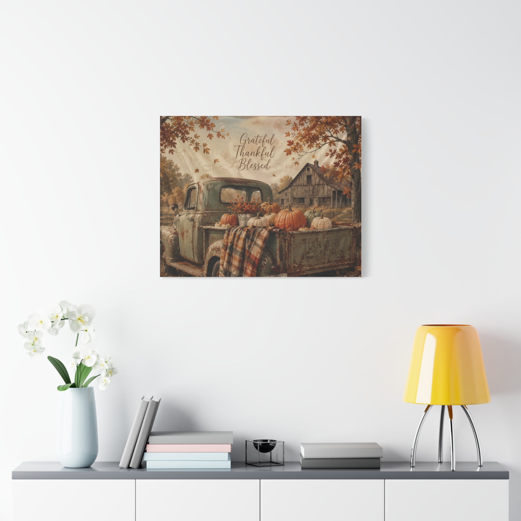Grateful Thankful Blessed Fall Canvas