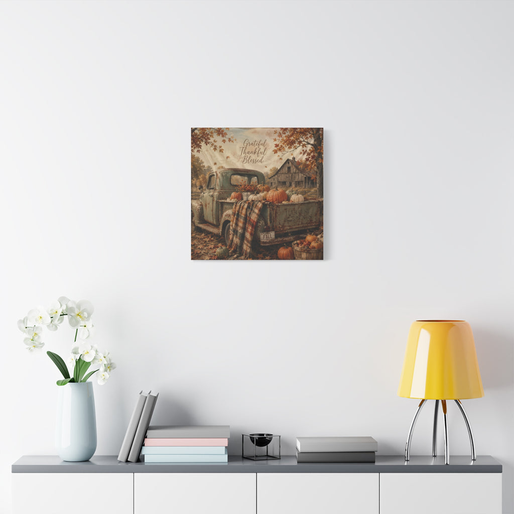 Grateful Thankful Blessed Fall Canvas