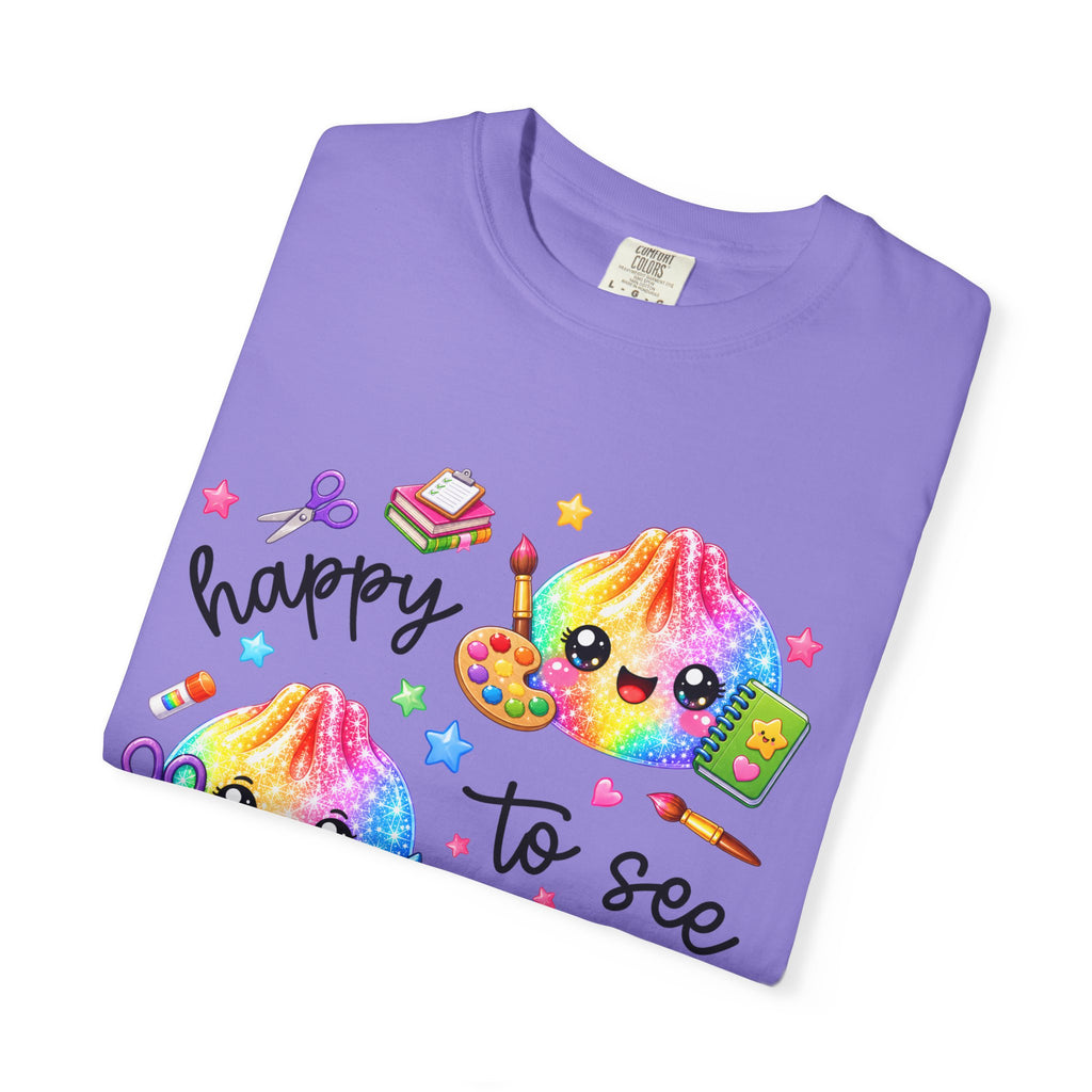 Happy To See Your Face Rainbow Kawaii T-Shirt — Cute School Supplies Graphic Tee