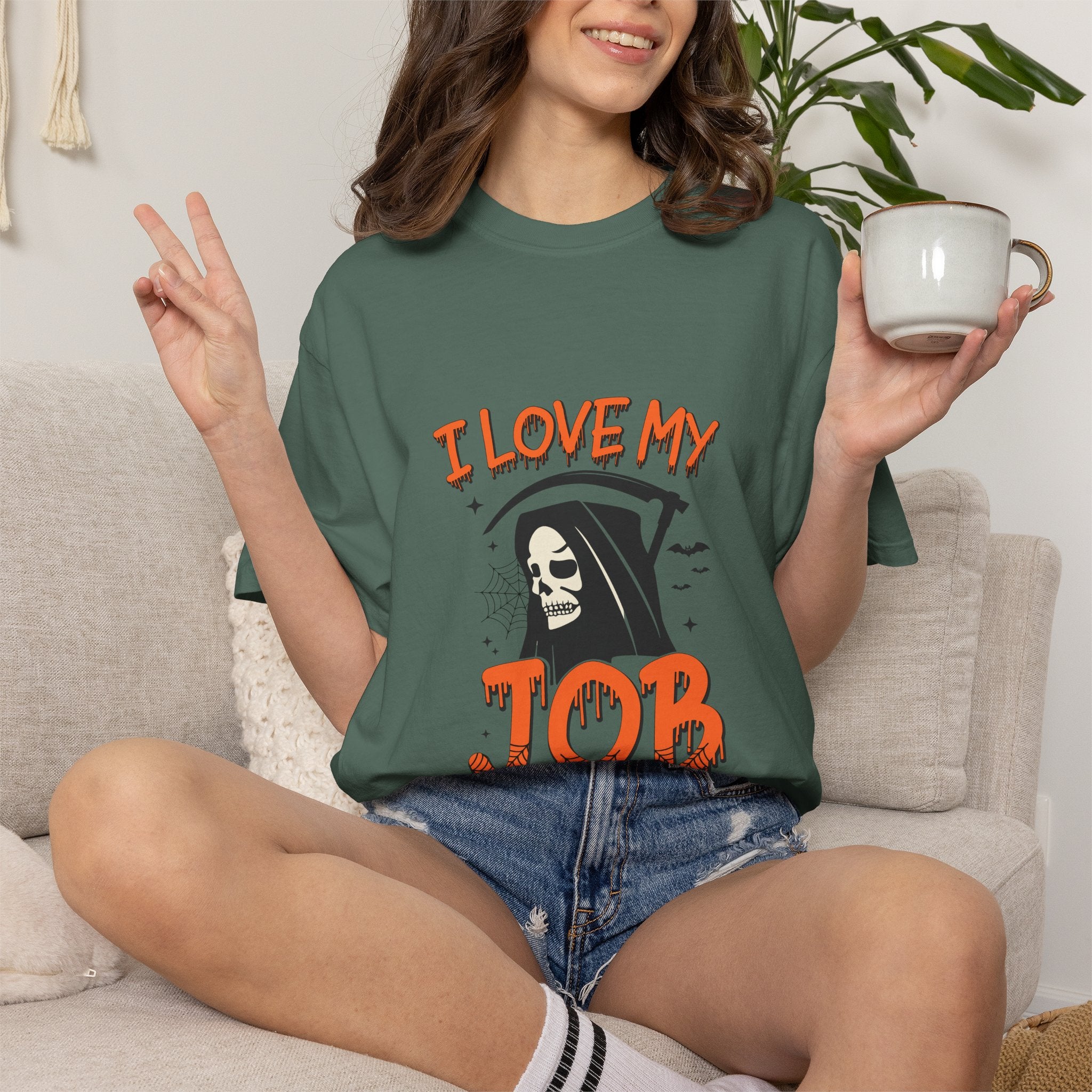 💀 I Love My Job Grim Reaper Tee | Funny Halloween Work Shirt