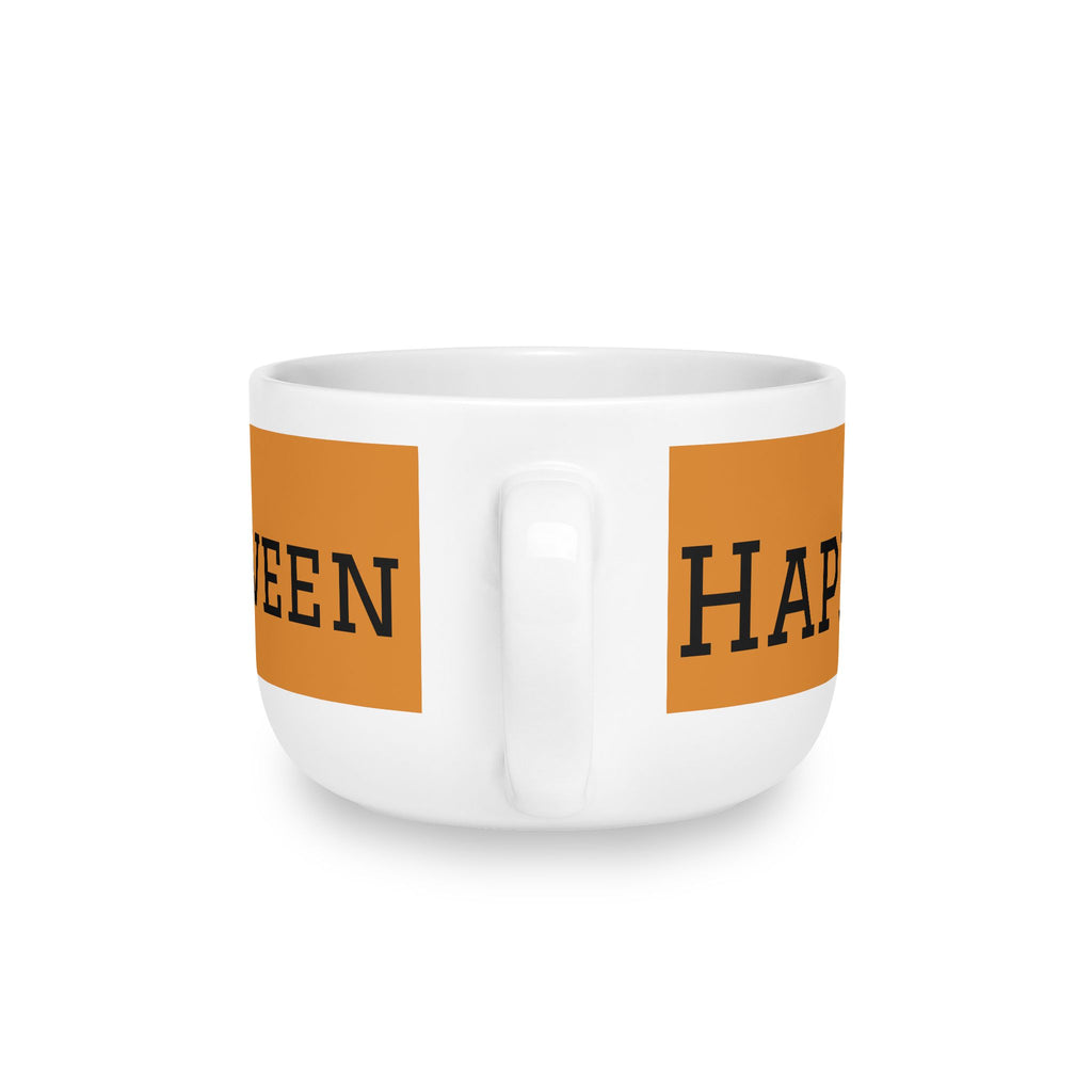 Halloween Haunted House 25oz Ceramic Latte Mug — Happy Halloween Pumpkin Design
