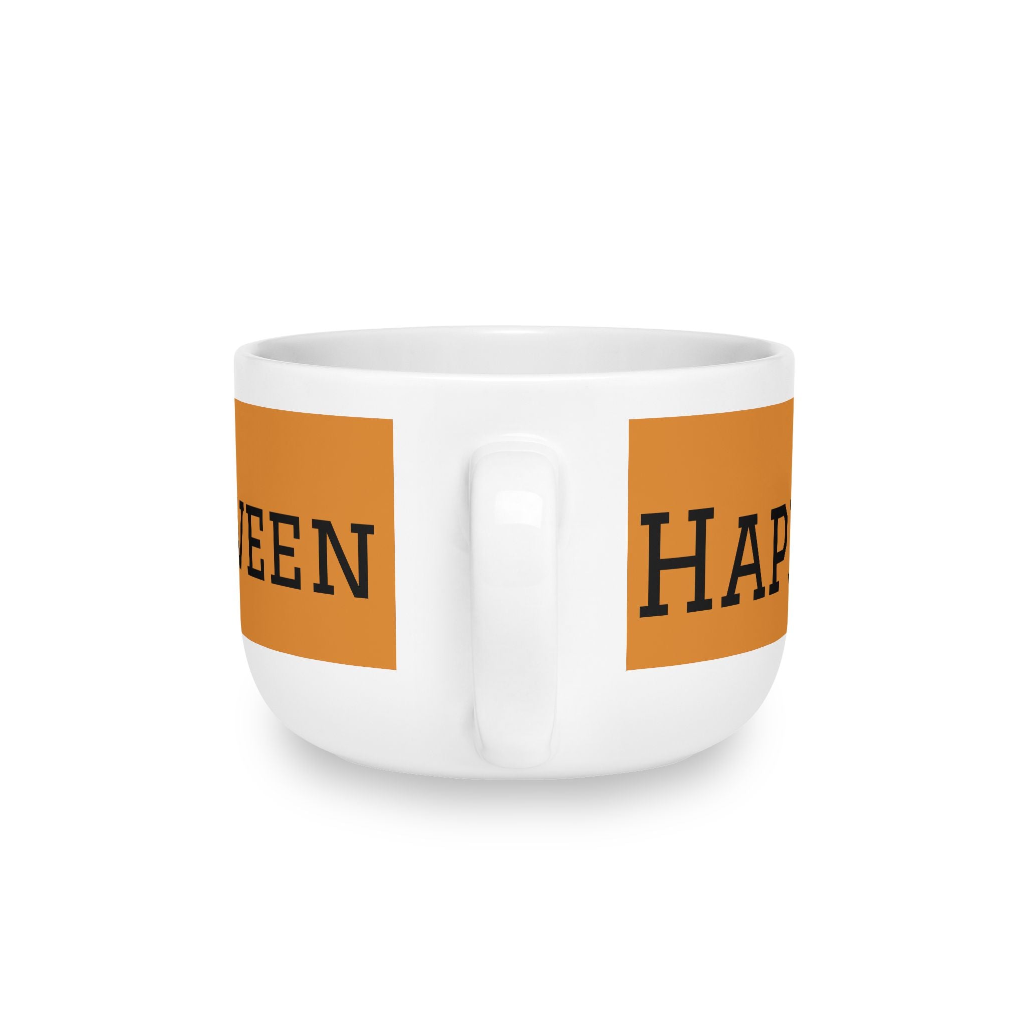Halloween Haunted House 25oz Ceramic Latte Mug — Happy Halloween Pumpkin Design