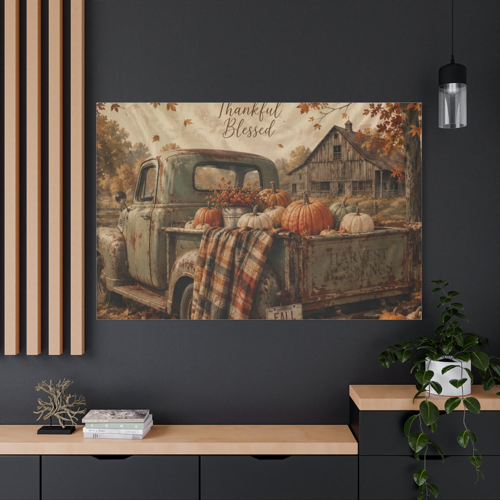 Grateful Thankful Blessed Fall Canvas
