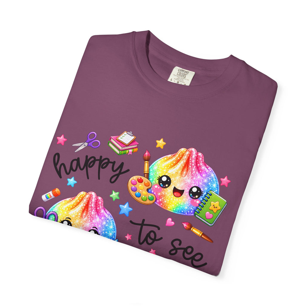 Happy To See Your Face Rainbow Kawaii T-Shirt — Cute School Supplies Graphic Tee