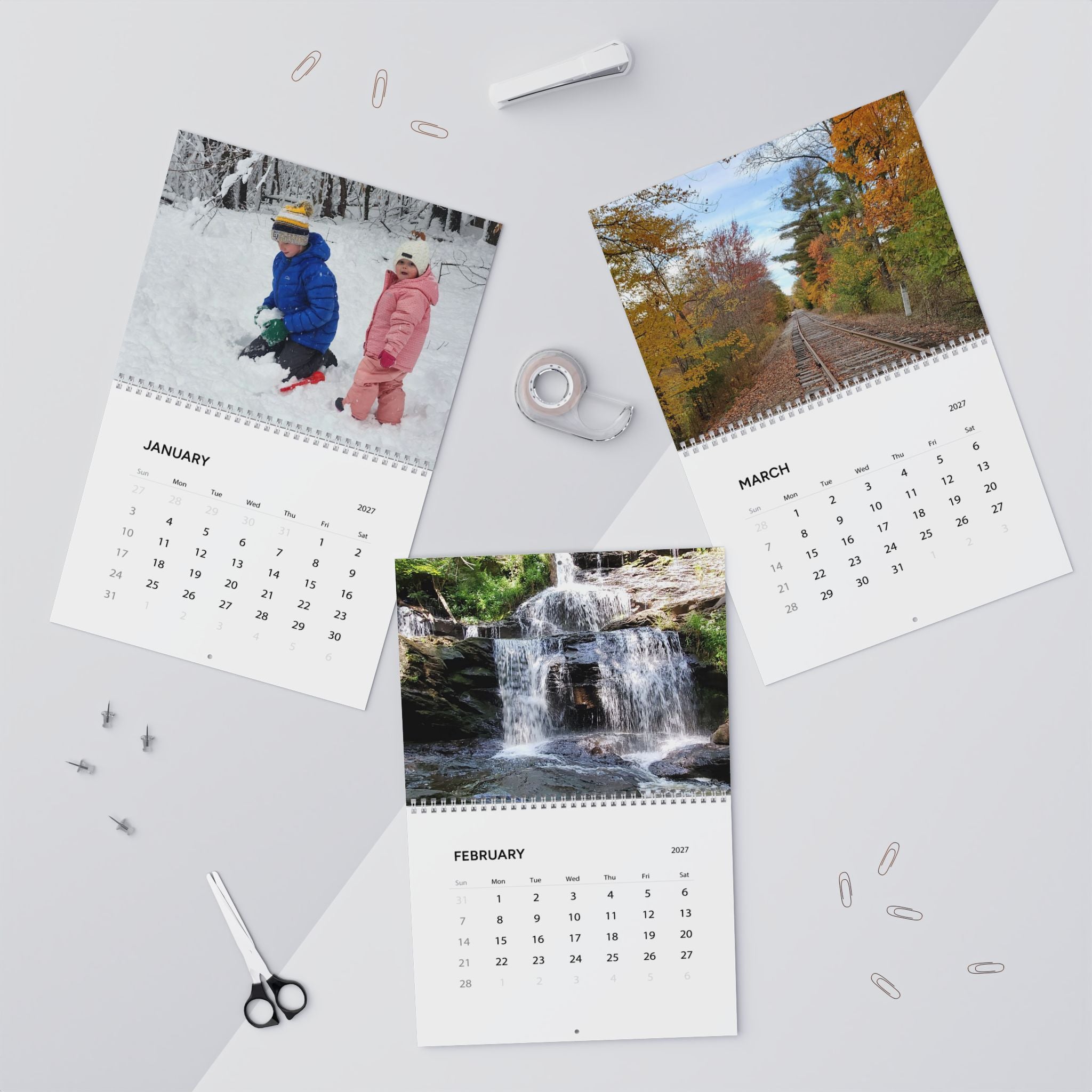 2027 Photo Wall Calendar - Custom Monthly Family & Nature Scenes