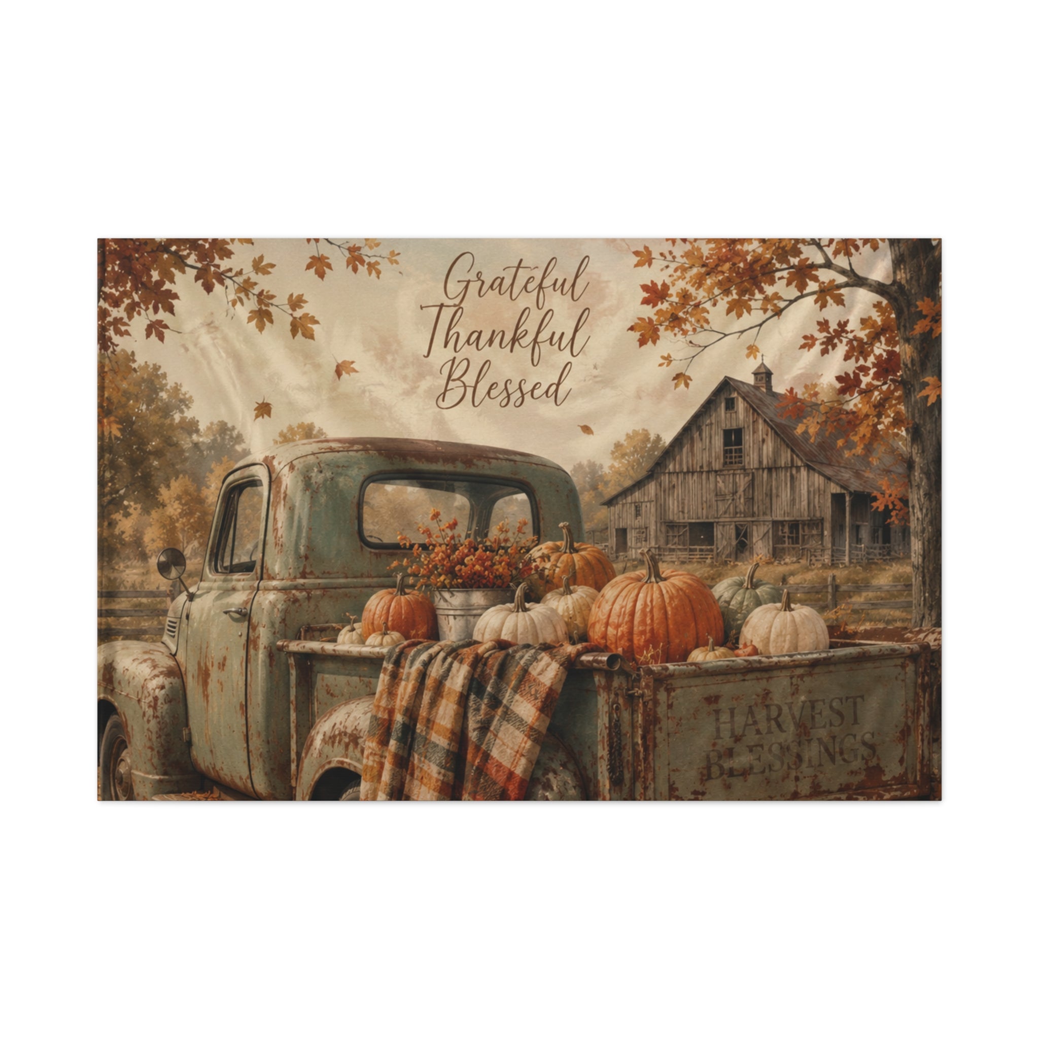 Grateful Thankful Blessed Fall Canvas