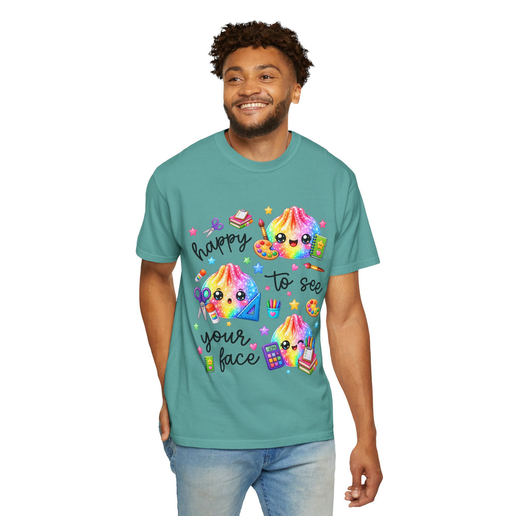 Happy To See Your Face Rainbow Kawaii T-Shirt — Cute School Supplies Graphic Tee