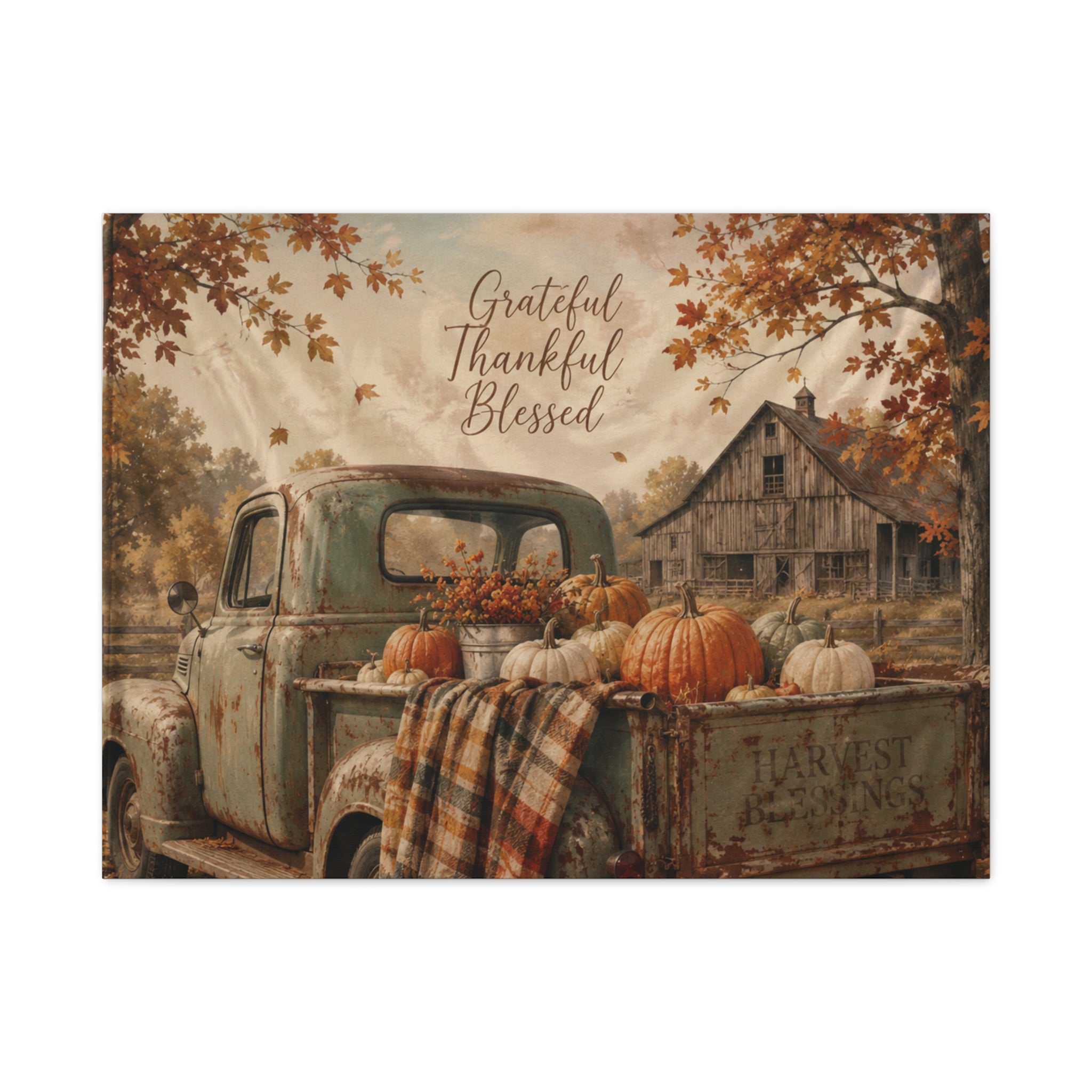 Grateful Thankful Blessed Fall Canvas