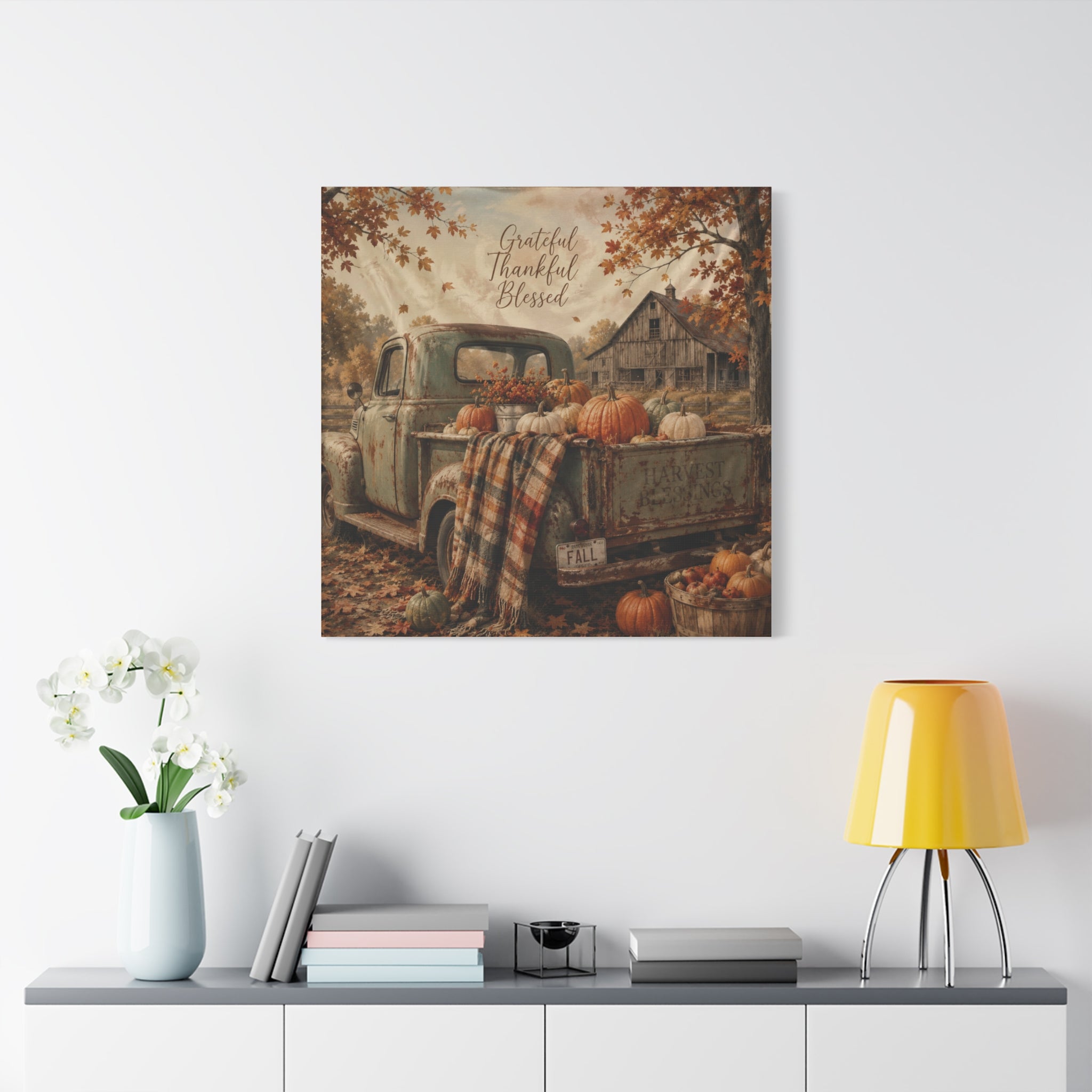 Grateful Thankful Blessed Fall Canvas