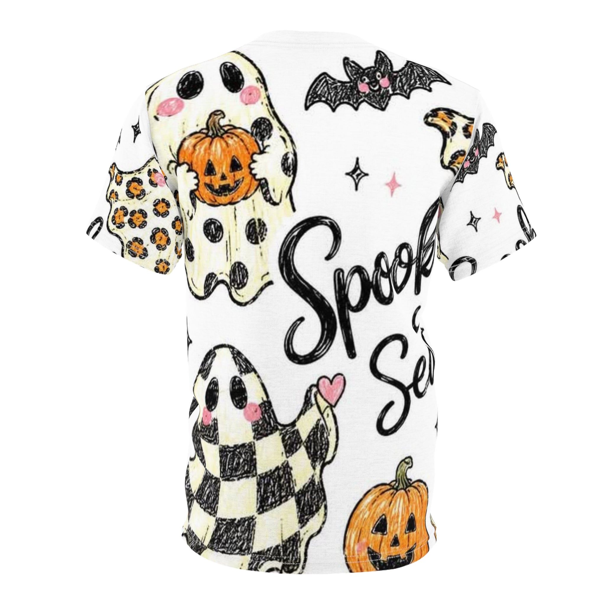 Spooky Season All-Over Print Tee - Halloween Ghosts & Pumpkins