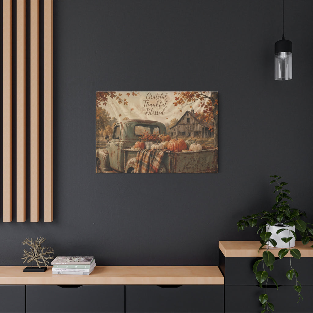 Grateful Thankful Blessed Fall Canvas
