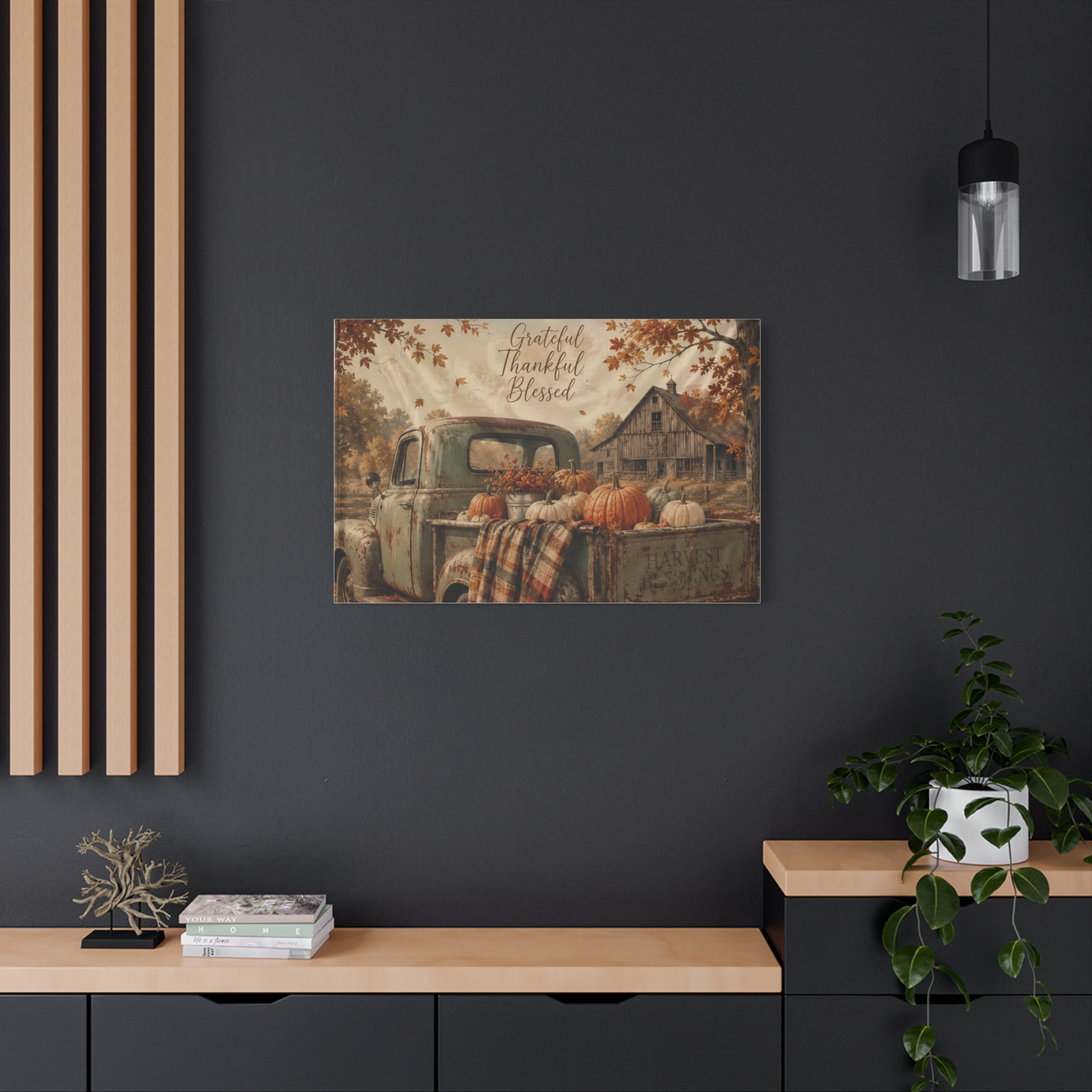 Grateful Thankful Blessed Fall Canvas