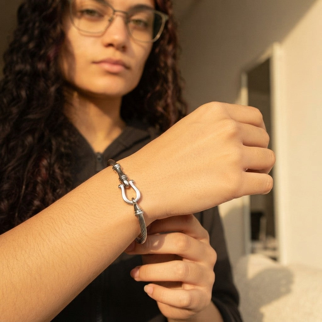 Stainless Steel Cable Wire Cuff Bracelet