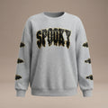 Sequin SPOOKY Halloween Bat Embellished Sleeve Pullover Sweatshirt